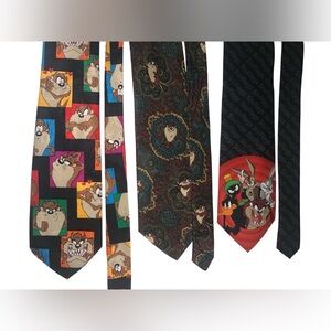 Warner Bros. Taz and Marvin the Martian Ties - Black, Red, Green Pre loved l